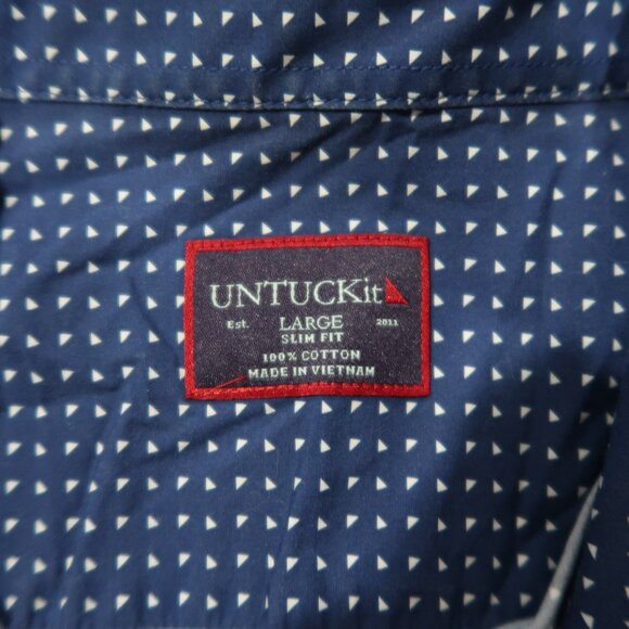 UNTUCKit Mens LARGE Shirt Long Sleeve Button Down Blue Geometric Pattern - Picture 2 of 7